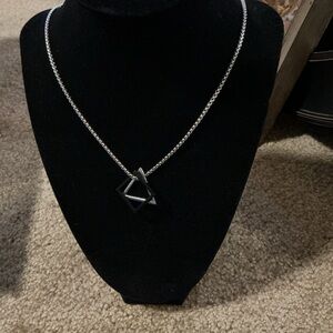 Elegant Silver and Black Geometric Necklace